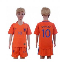 Holland #10 Sneijder Home Kid Soccer Country Jersey