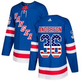 Adidas New York Rangers #36 Glenn Anderson Royal Blue Home Authentic USA Flag Stitched NHL Jersey