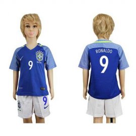 Brazil #9 Ronaldo Away Kid Soccer Country Jersey