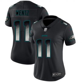 Nike Philadelphia Eagles #11 Carson Wentz Black Womens Stitched NFL Vapor Untouchable Limited Smoke Fashion Jersey
