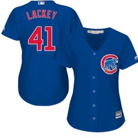 Chicago Cubs #41 John Lackey Blue Alternate Womens Stitched MLB Jersey