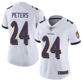 Nike Baltimore Ravens #24 Marcus Peters White Womens Stitched NFL Vapor Untouchable Limited Jersey