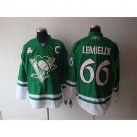 Pittsburgh Penguins #66 Mario Lemieux Stitched Green St Pattys Day NHL Jersey