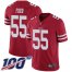 Nike San Francisco 49ers #55 Dee Ford Red Team Color Mens Stitched NFL 100th Season Vapor Limited Jersey