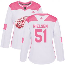 Adidas Detroit Red Wings #51 Frans Nielsen White/Pink Authentic Fashion Womens Stitched NHL Jersey