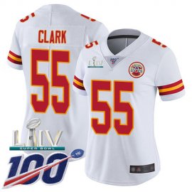 Nike Kansas City Chiefs #55 Frank Clark White Super Bowl LIV 2020 Womens Stitched NFL 100th Season Vapor Untouchable Limited Jersey