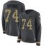 Nike Indianapolis Colts #74 Anthony Castonzo Anthracite Salute to Service Womens Stitched NFL Limited Therma Long Sleeve Jersey