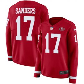 Nike San Francisco 49ers #17 Emmanuel Sanders Red Team Color Womens Stitched NFL Limited Therma Long Sleeve Jersey