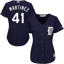 Detroit Tigers #41 Victor Martinez Navy Blue Alternate Womens Stitched MLB Jersey