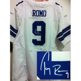 Nike Dallas Cowboys #9 Tony Romo White Mens Stitched NFL Elite Autographed Jersey