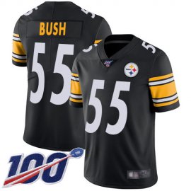Nike Pittsburgh Steelers #55 Devin Bush Black Team Color Mens Stitched NFL 100th Season Vapor Limited Jersey