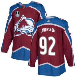 Adidas Colorado Avalanche #92 Gabriel Landeskog Burgundy 2022 Stanley Cup Final Patch Home Authentic Stitched NHL Jersey Mens