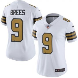 Nike New Orleans Saints #9 Drew Brees White Womens Stitched NFL Limited Rush Jersey