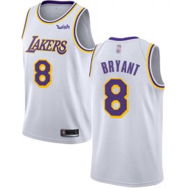 Lakers #8 Kobe Bryant White Basketball Swingman Association Edition Jersey