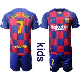 Barcelona #7 Coutinho Home Kid Soccer Club Jersey