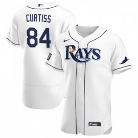 Tampa Bay Rays #84 John Curtiss Mens Nike White Home 2020 World Series Bound Authentic Player MLB Jersey