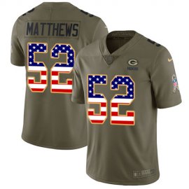 Nike Green Bay Packers #52 Clay Matthews Olive/USA Flag Mens Stitched NFL Limited 2017 Salute To Service Jersey