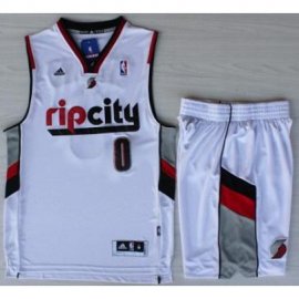 Portland Trail Blazers 0 Damian Lillard White Revolution 30 Swingman NBA Jersey Short Suit