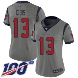 Nike Houston Texans #13 Brandin Cooks Gray Womens Stitched NFL Limited Inverted Legend 100th Season Jersey