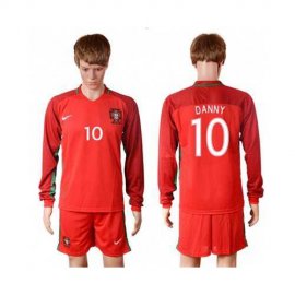 Portugal #10 Danny Home Long Sleeves Soccer Country Jersey