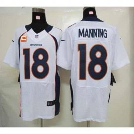 Nike Denver Broncos #18 Peyton Manning White With C Patch Mens Stitched NFL Elite Jersey