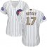 Chicago Cubs #17 Kris Bryant White(Blue Strip) 2017 Gold Program Cool Base Womens Stitched MLB Jersey