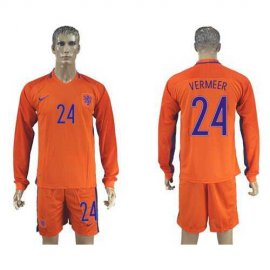 Holland #24 Vermeer Home Long Sleeves Soccer Country Jersey
