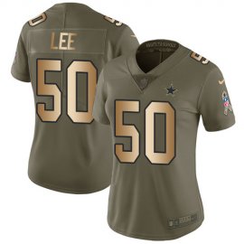 Nike Dallas Cowboys #50 Sean Lee Olive/Gold Womens Stitched NFL Limited 2017 Salute to Service Jersey