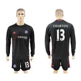 Chelsea #13 Courtois Black Goalkeeper Long Sleeves Soccer Club Jersey