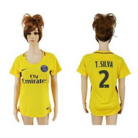 Womens Paris Saint-Germain #2 T.Silva Away Soccer Club Jersey