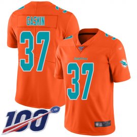 Nike Miami Dolphins #37 Myles Gaskin Orange Mens Stitched NFL Limited Inverted Legend 100th Season Jersey