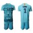 Paris Saint-Germain #1 Buffon Shiny Green Goalkeeper Soccer Club Jersey