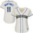 Seattle Mariners #11 Edgar Martinez Cream Alternate Womens Stitched MLB Jersey