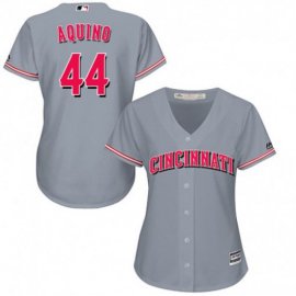 Cincinnati Reds #44 Aristides Aquino Grey Road Womens Stitched MLB Jersey