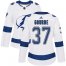 Adidas Tampa Bay Lightning #37 Yanni Gourde White Road Authentic Womens Stitched NHL Jersey