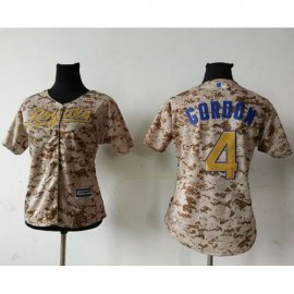 Kansas City Royals #4 Alex Gordon Camo Womens Fashion Stitched MLB Jersey