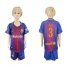 Barcelona #3 Pique Home Kid Soccer Club Jersey