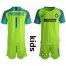 Inter Milan #1 Handanovic Shiny Green Goalkeeper Kid Soccer Club Jersey