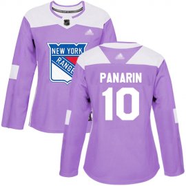 Adidas New York Rangers #10 Artemi Panarin Purple Authentic Fights Cancer Womens Stitched NHL Jersey