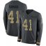 Nike New Orleans Saints #41 Alvin Kamara Anthracite Salute to Service Mens Stitched NFL Limited Therma Long Sleeve Jersey