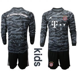 Bayern Munchen Blank Black Goalkeeper Long Sleeves Kid Soccer Club Jersey