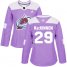 Adidas Colorado Avalanche #29 Nathan MacKinnon Purple Authentic Fights Cancer Womens Stitched NHL Jersey
