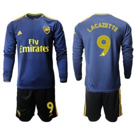 Arsenal #9 Lacazette Blue Long Sleeves Soccer Club Jersey