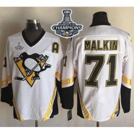 Pittsburgh Penguins #71 Evgeni Malkin White CCM Throwback 2017 Stanley Cup Finals Champions Stitched NHL Jersey