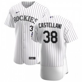 Colorado Rockies #38 Ryan Castellani Mens Nike White Home 2020 Authentic Player MLB Jersey