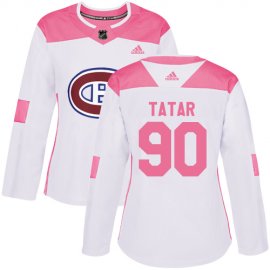 Adidas Montreal Canadiens #90 Tomas Tatar White/Pink Authentic Fashion Womens Stitched NHL Jersey