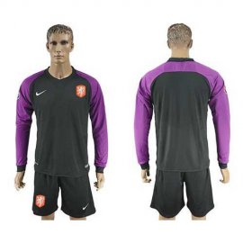Holland Blank Black Goalkeeper Long Sleeves Soccer Country Jersey