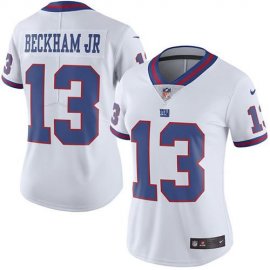 Nike New York Giants #13 Odell Beckham Jr White Womens Stitched NFL Limited Rush Jersey