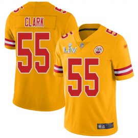 Nike Kansas City Chiefs #55 Frank Clark Gold Youth Super Bowl LV Bound Stitched NFL Limited Inverted Legend Jersey