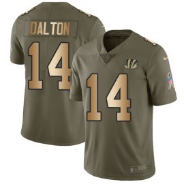 Nike Cincinnati Bengals #14 Andy Dalton Olive/Gold Youth Stitched NFL Limited 2017 Salute to Service Jersey